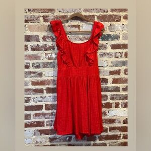 Red Ruffled Sleeveless Dress